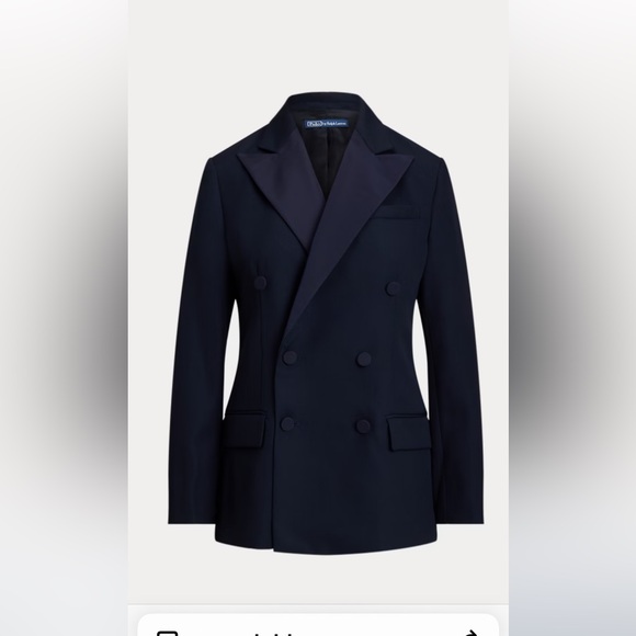 Double-Breasted Silk-Lapel Wool Blazer - Picture 1 of 6